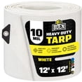 thumbnail image 1 of 12 ft. x 12 ft. Heavy-Duty Commercial White Tarp Cover 10 Mil Thick Weave Material, Waterproof, 1 of 6
