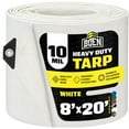 thumbnail image 1 of 8 ft. x 20 ft. Heavy-Duty Commercial White Tarp Cover 10 Mil Thick Weave Material, Waterproof, 1 of 6
