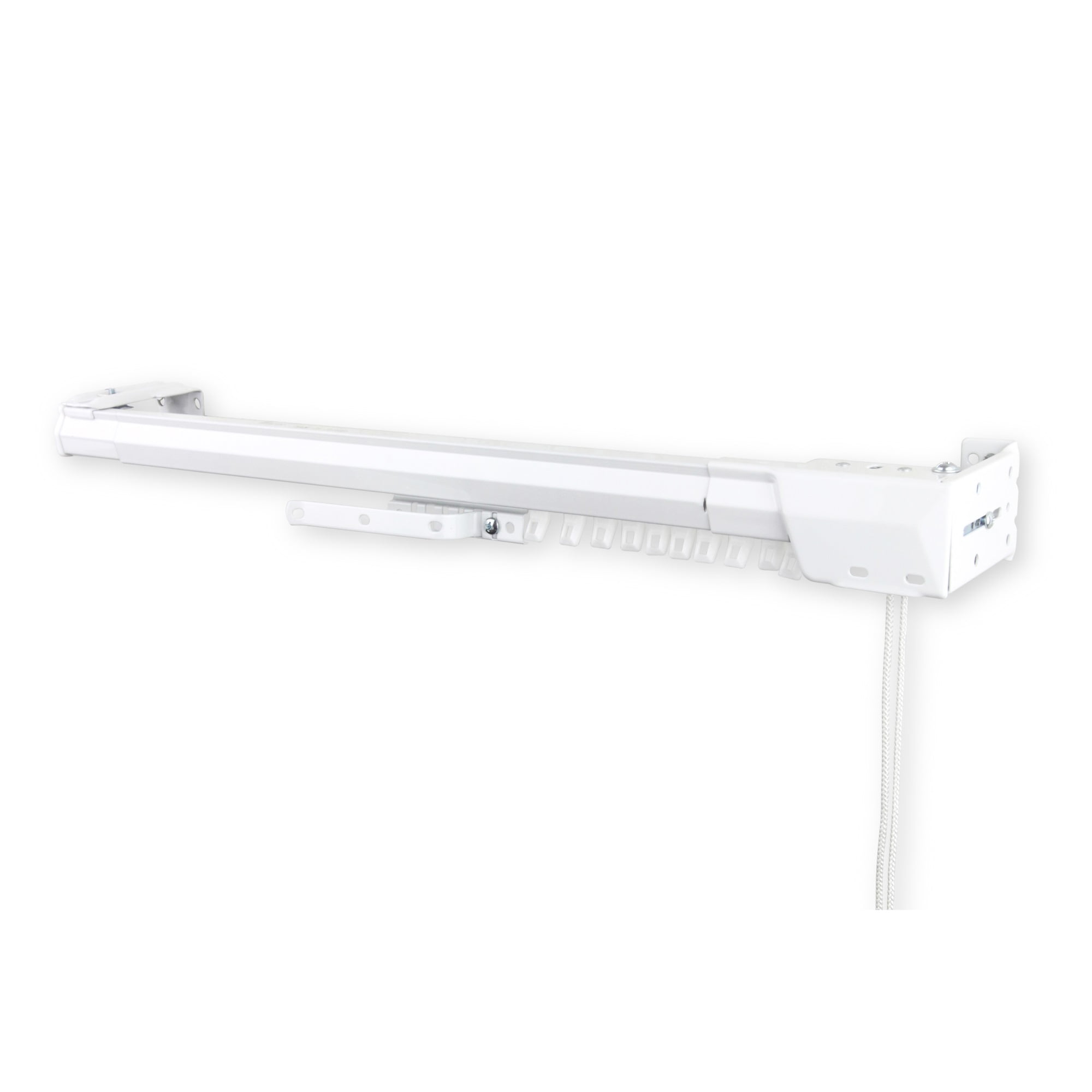 White Heavy Duty Traverse Rod - One Way Cord Right 48-84"