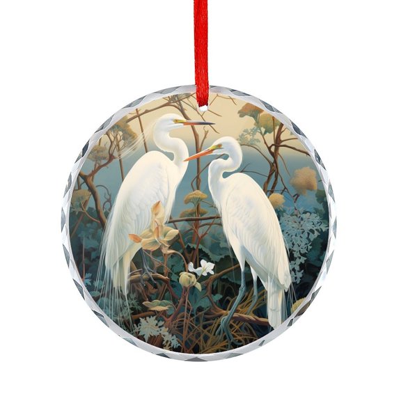 White Heron Birds of America Xmas Ornament Heron Lover Gift Christmas Ornaments Crystal Hanging for Xmas Tree