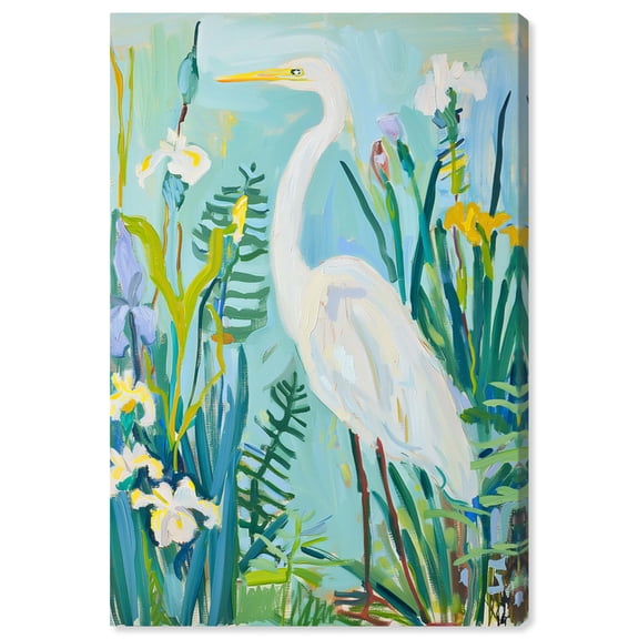 White Heron Blues Canvas Blue Floral Abstract Wall Art by Art Remedy, Gallery Wrapped, 20" x 30"
