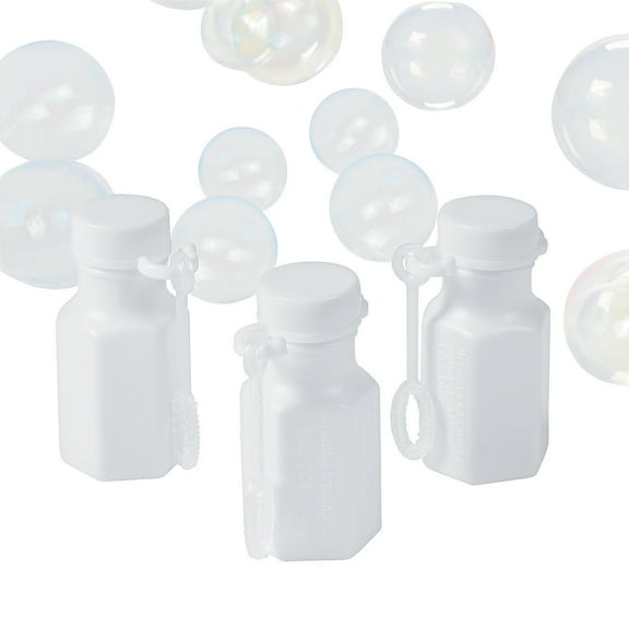 White Hexagon Bubble Bottles, 48 Pieces