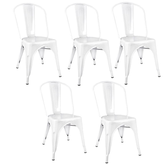 White Hi Gloss Tolix Chair,  5 Chair Bundle by Chivari
