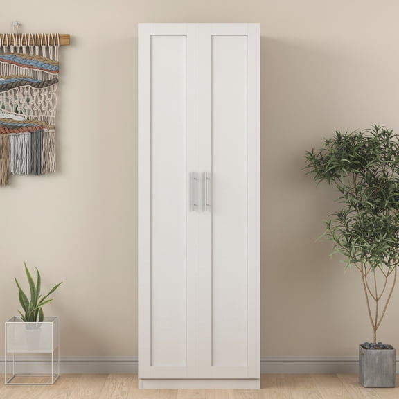 White High Cabinet with 4 Storage Compartments / Durable Material for Long - Lasting Use