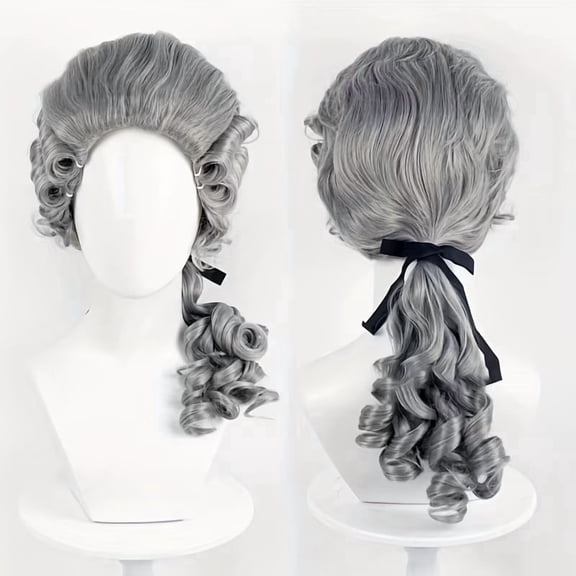 White High-Crowned Court Wig Side Braid Retro Cosplay