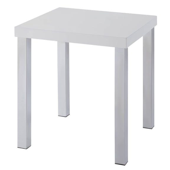 White High Gloss And Chrome End Table