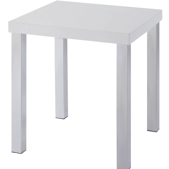 White High Gloss And Living Room Furniture End Table - Square Wooden Top For Practical Applications Stable Metal Leg Support System Contemporary Surface Functional Decorative Uses Assembly Durability