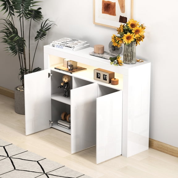 White High Gloss - Multi - purpose Storage - Small Dinette - Practical Design