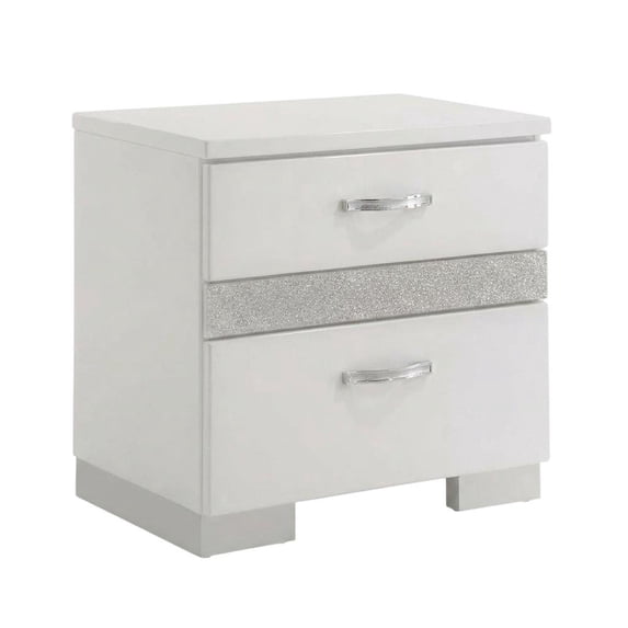 White High Gloss Nightstand with Contemporary Style and Storage Facility