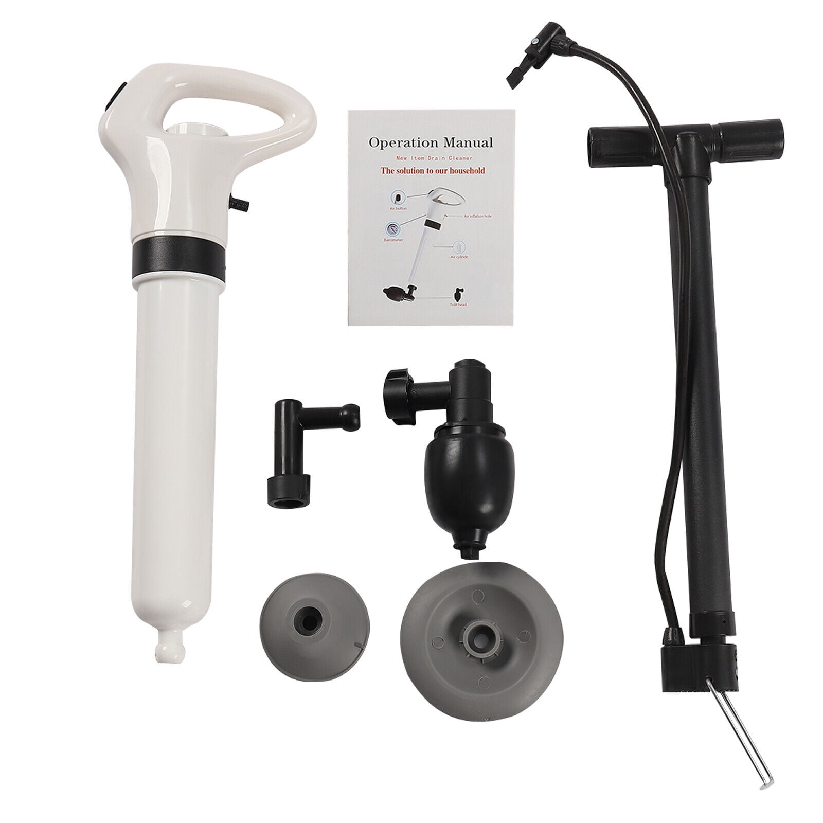 White High Pressure Toilet Plunger Air Drain Blaster Pressure Pump