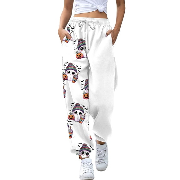 White High Waist Pjs Loose Pant Elastic Drawstring Soft Pajama Bottoms Loose 5XL