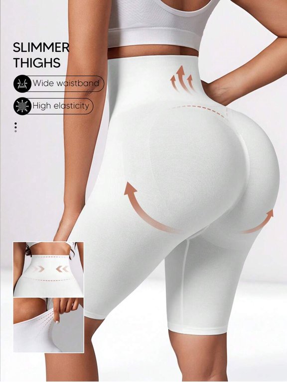 White High Waist Shaping Shorts Slim Fit Tummy Control Butt Lift