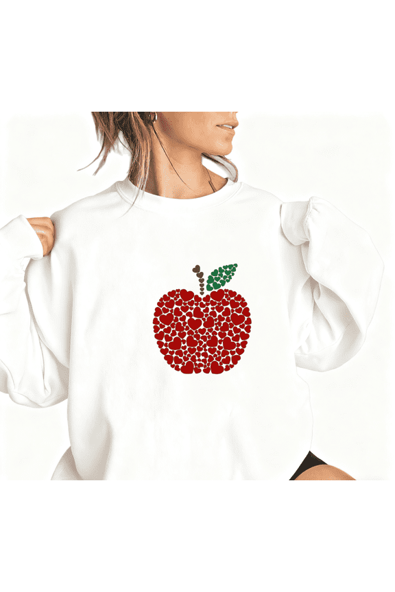 White High quality Print Sweatshirt Graphic Sweatshirt S-3XL Valentine's Day Love Apple Effortless Holidays Tops