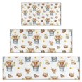 thumbnail image 1 of White Highland Cow Bucket Flower Pattern Kitchen Rugs Sets Of 3,Kitchen Runner Rugs Non Skid Washable,Decorative Kitchen Floor Mats for Kitchen,Sink,Laundry,17"x30"+ 17"x47" + 17"x59", 1 of 6