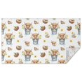 thumbnail image 1 of White Highland Cow Bucket Flower Pattern Rectangle Tablecloth 60"x102",Waterproof Polyester Rectangle Table Cloth, Wipeable Spillproof Polyester Tablecloth for Dining, Camping, Indoor and Outdoor, 1 of 6