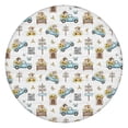 thumbnail image 1 of White Highland Cow Car Flower Pattern Round Fitted Tablecloth with Elastic Edge,Dining Table Cover Waterproof,Outdoor Round Tablecloth for Camping,Dining,Indoor and Outdoor, 1 of 7