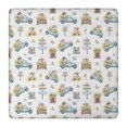 thumbnail image 1 of White Highland Cow Car Flower Pattern Square Fitted Tablecloth with Elastic Edge,Square Table Cover,Washable Elastic Table Cover for Home Kitchen Party Decor 36"x36", 1 of 6