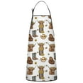thumbnail image 1 of White Highland Cow Flower Barrel Pattern Apron-Garden Aprons for Women with Pockets-Cotton Linen Waterproof Kitchen Cooking Gardening Aprons Adjustable for Kitchen,Cooking,BBQ and Salon 33x27 Inch, 1 of 7