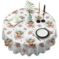 thumbnail image 1 of White Highland Cow Flower Bow Pattern Round Tablecloth 60"x60",Wrinkle Wipeable Table Cloth for Kitchen Dining Room Picnic Patio Party, 1 of 6