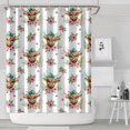thumbnail image 1 of White Highland Cow Flower Bow Pattern Shower Curtain 84"x72" ,Bathroom Decorative Shower Curtains Set with 12 Hooks,Modern Waterproof Washable Shower Curtain, 1 of 6