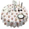thumbnail image 1 of White Highland Cow Flower Butterfly Pattern Round Tablecloth 60"x60",Wrinkle Wipeable Table Cloth for Kitchen Dining Room Picnic Patio Party, 1 of 6