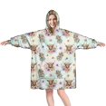 thumbnail image 1 of White Highland Cow Flower Dress Pattern Wearable Oversized Blanket,Wearable Blanket Hoodie for Adults,Cozy Hooded Blankets with Super Pockets,Super Warm Fuzzy Pullover for Women & Men, 1 of 6