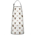 thumbnail image 1 of White Highland Cow Flower Pattern Apron-Garden Aprons for Women with Pockets-Cotton Linen Waterproof Kitchen Cooking Gardening Aprons Adjustable for Kitchen,Cooking,BBQ and Salon 33x27 Inch, 1 of 7