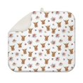 thumbnail image 1 of White Highland Cow Flower Pattern Dish Drying Mat for Kitchen 1 Pack, Ultra Absorbent Microfiber Dishes Drainer Mats,16"x18", 1 of 6