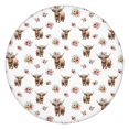 thumbnail image 1 of White Highland Cow Flower Pattern Round Fitted Tablecloth with Elastic Edge,Dining Table Cover Waterproof,Outdoor Round Tablecloth for Camping,Dining,Indoor and Outdoor, 1 of 7