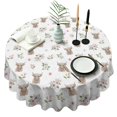 thumbnail image 1 of White Highland Cow Flower Pattern Round Tablecloth 60"x60",Wrinkle Wipeable Table Cloth for Kitchen Dining Room Picnic Patio Party, 1 of 6