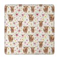 thumbnail image 1 of White Highland Cow Flower Pattern Square Fitted Tablecloth with Elastic Edge,Square Table Cover,Washable Elastic Table Cover for Home Kitchen Party Decor 34"x34", 1 of 6