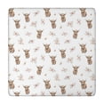 thumbnail image 1 of White Highland Cow Flower Pattern Square Fitted Tablecloth with Elastic Edge,Square Table Cover,Washable Elastic Table Cover for Home Kitchen Party Decor 34"x34", 1 of 6