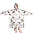 thumbnail image 1 of White Highland Cow Flower Pattern Wearable Oversized Blanket,Wearable Blanket Hoodie for Adults,Cozy Hooded Blankets with Super Pockets,Super Warm Fuzzy Pullover for Women & Men, 1 of 6