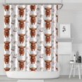 thumbnail image 1 of White Highland Cow Hat Dress Pattern Shower Curtain 84"x72" ,Bathroom Decorative Shower Curtains Set with 12 Hooks,Modern Waterproof Washable Shower Curtain, 1 of 6
