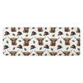 thumbnail image 1 of White Highland Cow Hat Leaf Pattern Kitchen Rug Mat,Kitchen Runner Rugs Non Skid Washable,Decorative Kitchen Floor Mats for Kitchen,Sink,Laundry,17"x47.2", 1 of 7