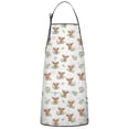 thumbnail image 1 of White Highland Cow Leaf Pattern Apron-Garden Aprons for Women with Pockets-Cotton Linen Waterproof Kitchen Cooking Gardening Aprons Adjustable for Kitchen,Cooking,BBQ and Salon 33x27 Inch, 1 of 7