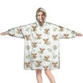 thumbnail image 1 of White Highland Cow Leaf Pattern Wearable Oversized Blanket,Wearable Blanket Hoodie for Adults,Cozy Hooded Blankets with Super Pockets,Super Warm Fuzzy Pullover for Women & Men, 1 of 6