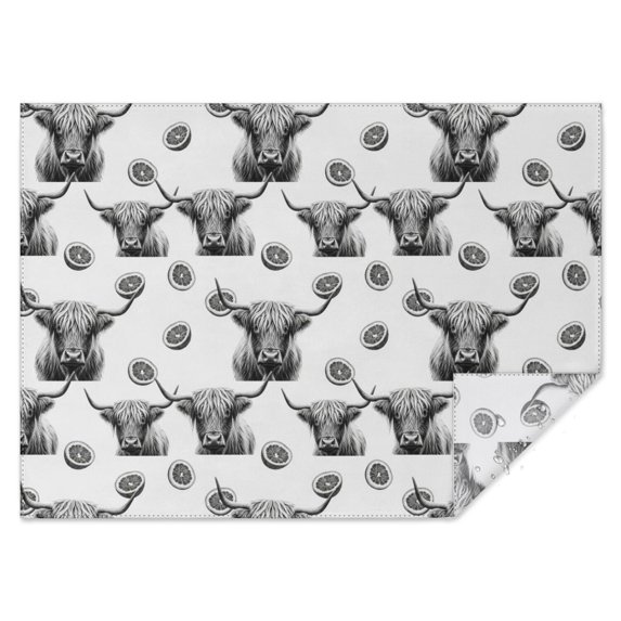 White Highland Cow Lemon Pattern Rectangle Tablecloth 60"x84",Waterproof Polyester Rectangle Table Cloth, Wipeable Spillproof Polyester Tablecloth for Dining, Camping, Indoor and Outdoor