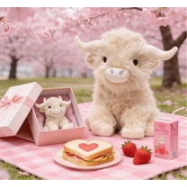 White Highland Cow Plush , Strawberry Highland Cow Stuffed Animal Plush，White Cow Plush Toys 9.84 Inch Super Huggable Stuffed Plush Fall Plush Perfect,Valentine's Day Gifts For Her