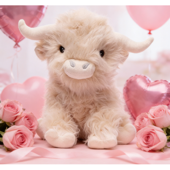 White Highland Cow Plush , Strawberry Highland Cow Stuffed Animal Plush ...