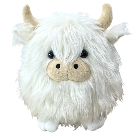 White Highland Cow Plush Toy Cute Fluffy Stuffed Animal Adorable Big Horns Perfect Cuddly Companion for Kids Home Decor Ideal Gift for Animal Lovers
