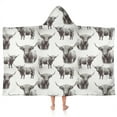 thumbnail image 1 of White Highland Cow Sketch Pattern Hooded Bath Towel，50"x30" for Ages 3 To 12 Kids, Quick Dry Lightweight Soft Microfiber Hood Beach Towel Cover Up for Kids, 1 of 7