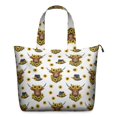 thumbnail image 1 of White Highland Cow Sunflower Hat Pattern Travel Tote Bags for Women Carry On,Large Weekender Bags for Women Travel,Multi Functional Duffle Bag for Work,Shopping,Sports, 1 of 5