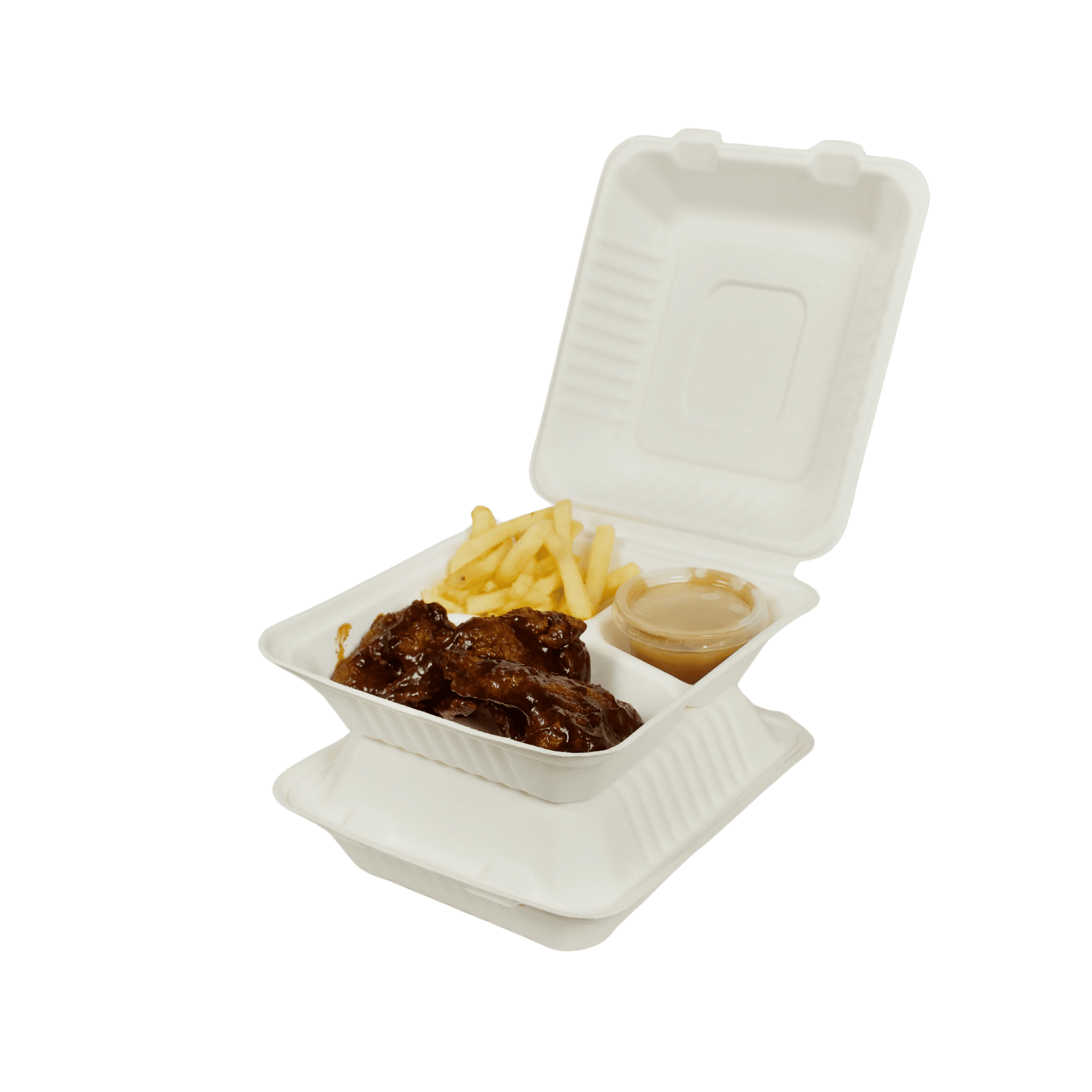 White Hinged Clamshell Take Out Food Containers [50 Pack] Heavy Duty ...