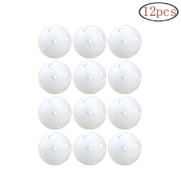 White Hollow Practice Golf Balls Plastic 12Pcs,Plastic Golf Training Balls Airflow Limited Flight Golf Balls for Swing Practice Driving Range Home Backyard Use