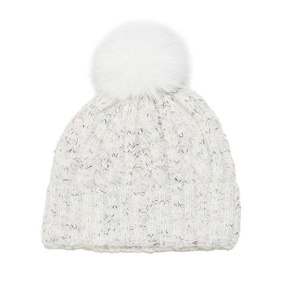 White Hoodie Casual Versatile Color Blended Knitted Cap For Women With Yarn Fabric Lightweight And Cozy