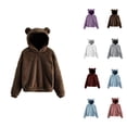 thumbnail image 1 of White Hoodie Womens Hoodie Oversized Sweatshirt Casual Lightweight Zip Up Outfit Womens Hoodies Cute Bear Ears Hooded Sweatshirts Coat Warm Pullover Tops Casual Loose Fall Outwear, 1 of 6