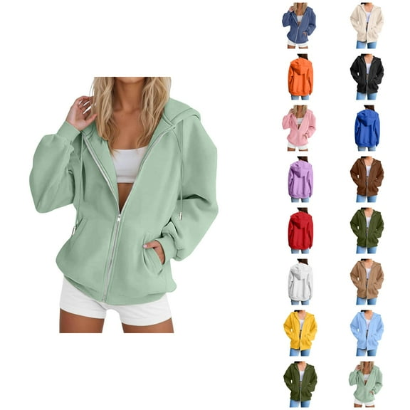 White Hoodie Womens Hoodie Oversized Sweatshirt Casual Wear Zip Up Hoodie Women Trendy Women's Hoodies And Sweatshirts Stylish Solid Zip Up Jacket For Everyday Wear Long Sleeve Coat