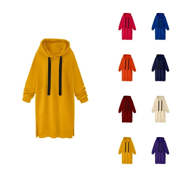 White Hoodie Womens Hoodie Oversized Sweatshirt Cropped Hoodie Zip Up Casual Wear Women's Long Hooded Lined Sweater Dress