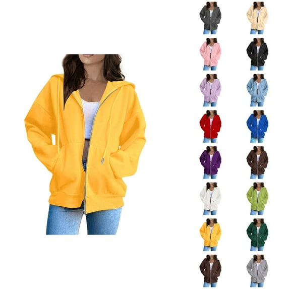 White Hoodie Womens Hoodie Oversized Sweatshirt Lightweight Casual Zip Up Hoodie Women Fashion Solid Loose Hooded Zipper Hoodie Long Sleeve Jacket